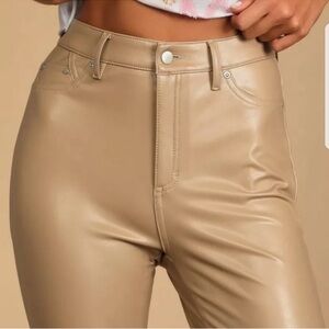 7 For All Mankind Faux Leather Pants Tan Sz. Large